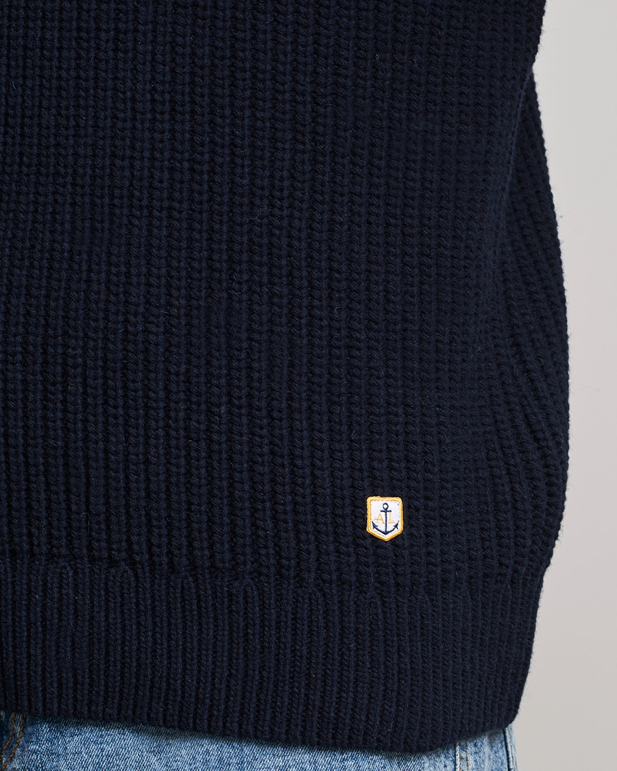 Herre | Trøjer | Armor-lux | Pull Col Montant Wool Sweater Navy