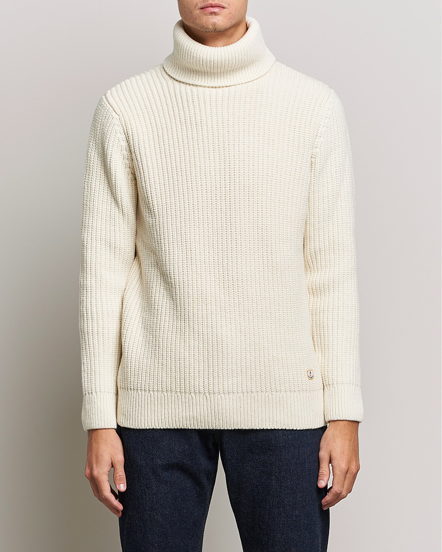 Herre | Rullekravetrøjer | Armor-lux | Pull Col Montant Wool Sweater Off White