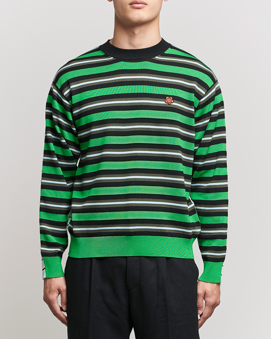 Herre | Trøjer | KENZO | Stripes Wool Knitted Jumper Grass Green
