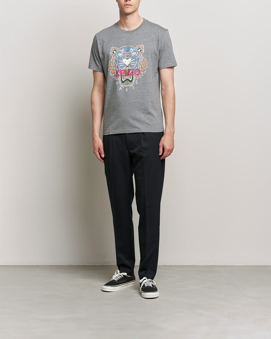 Herre | T-Shirts | KENZO | Icon Tiger Crew Neck Tee Dove Grey