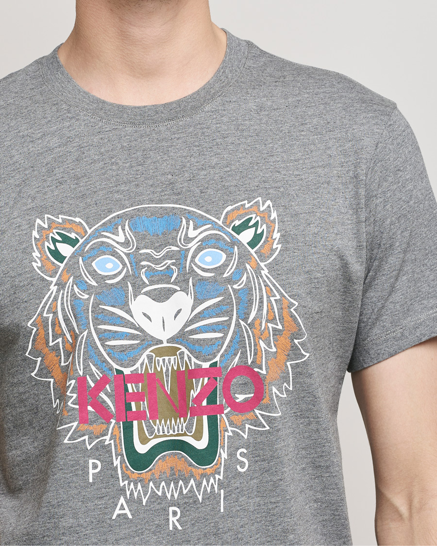 Herre | T-Shirts | KENZO | Icon Tiger Crew Neck Tee Dove Grey