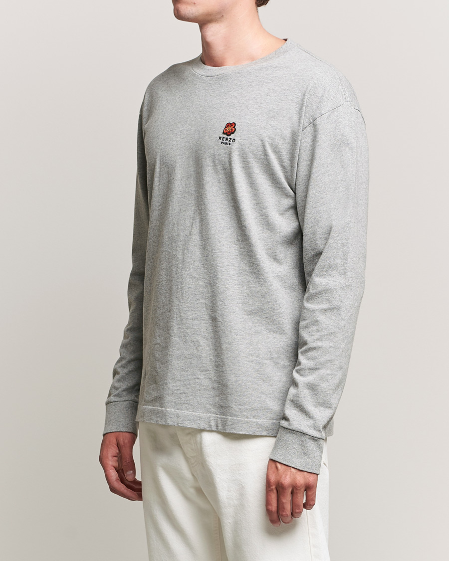 Herre | T-Shirts | KENZO | Logo Classic Long Sleeve Tee Pearl Grey