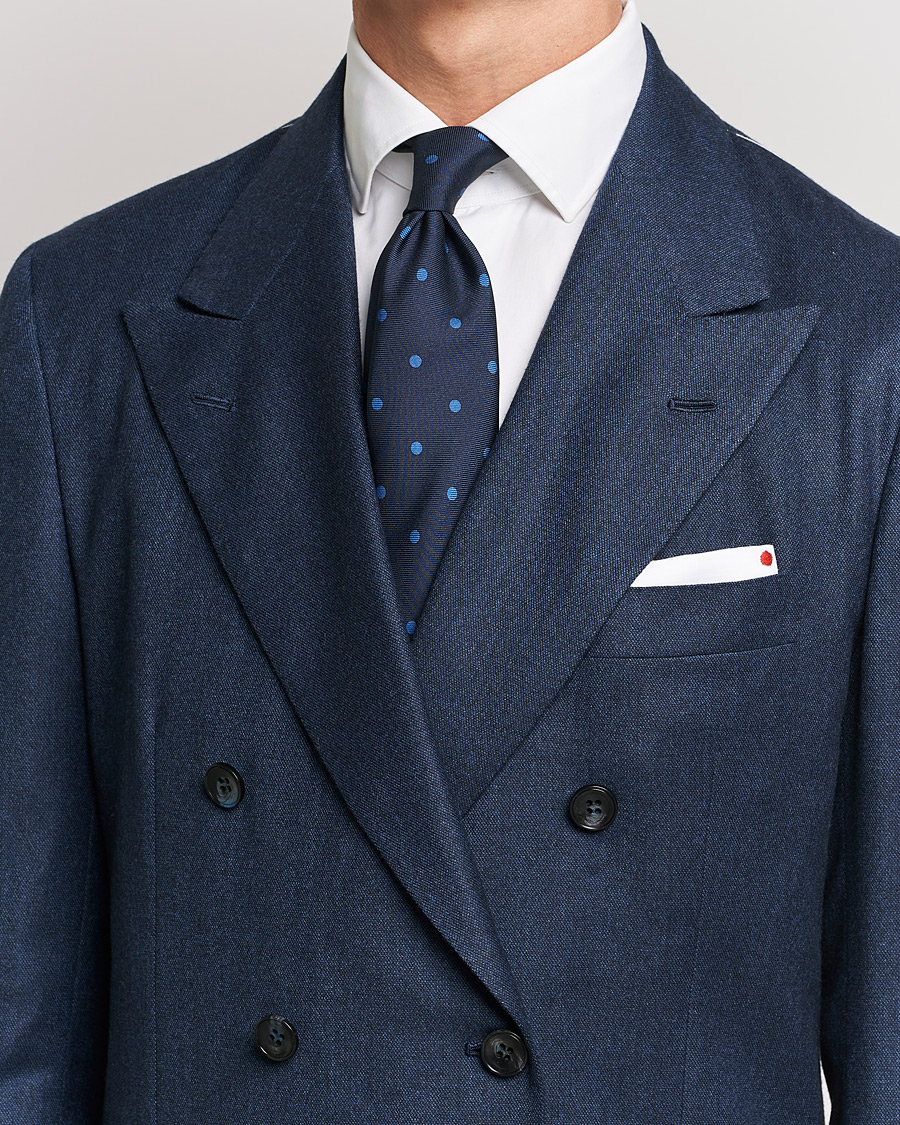 Herre | Kiton Printed Dots Silk Tie Navy | Kiton | Printed Dots Silk Tie Navy