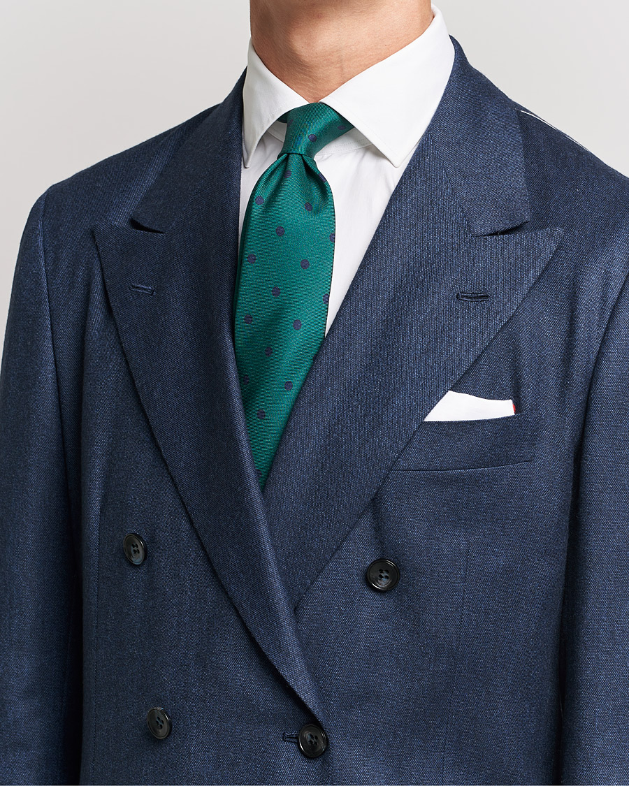 Herre | Kiton Printed Dots Silk Tie Green | Kiton | Printed Dots Silk Tie Green