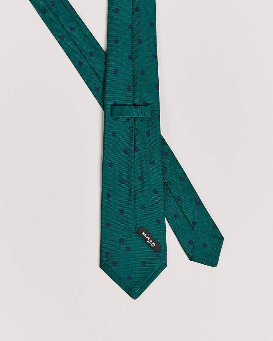 Herre | Kiton Printed Dots Silk Tie Green | Kiton | Printed Dots Silk Tie Green