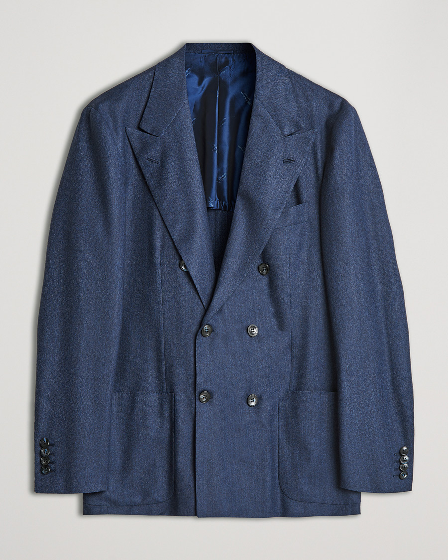 Herre | Blazere & jakker | Kiton | Wool/Cashmere Hopsack DB Blazer Navy