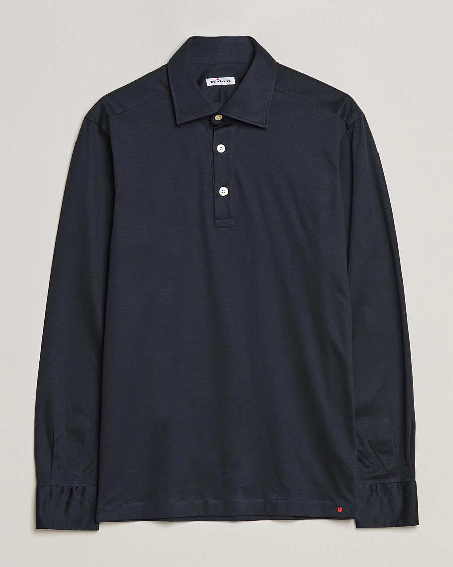 Herre | Polo | Kiton | Long Sleeve Polo Shirt Navy