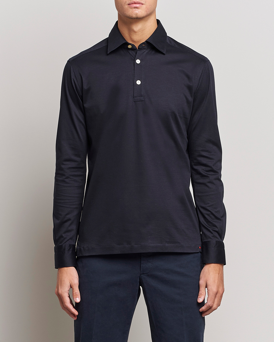 Herre | Langærmede polotrøjer | Kiton | Long Sleeve Polo Shirt Navy