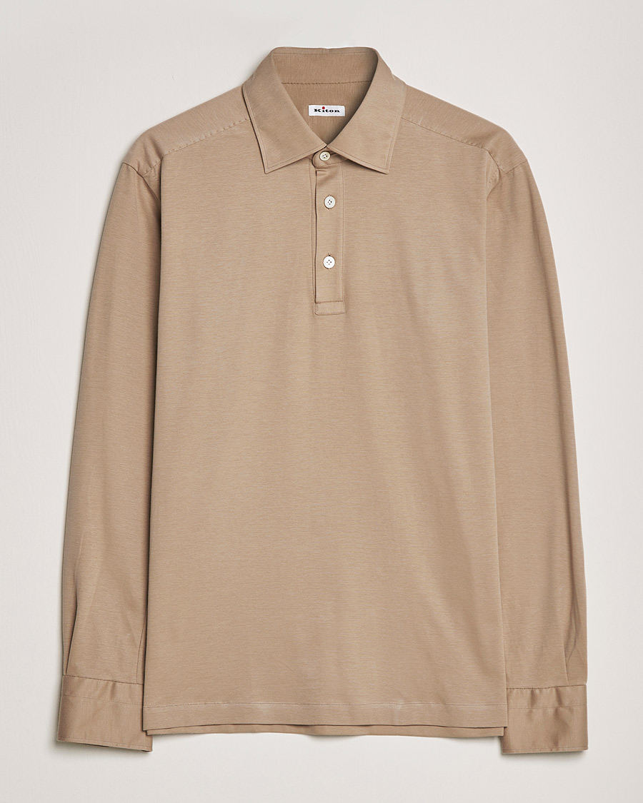 Herre | Trøjer | Kiton | Long Sleeve Polo Shirt Beige