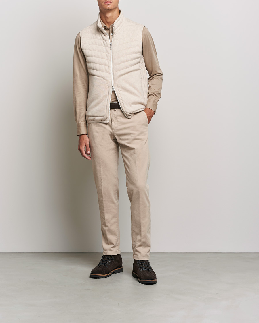 Herre | Trøjer | Kiton | Long Sleeve Polo Shirt Beige