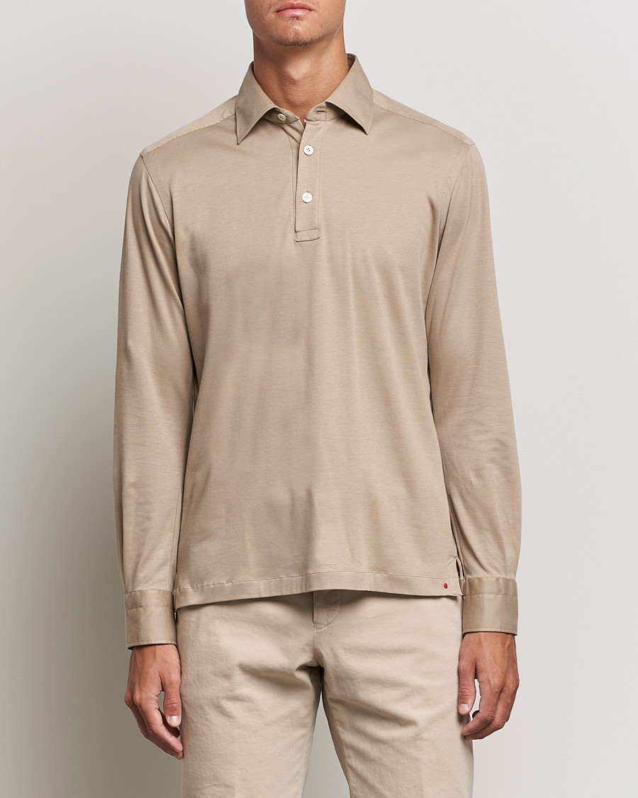 Herre | Trøjer | Kiton | Long Sleeve Polo Shirt Beige