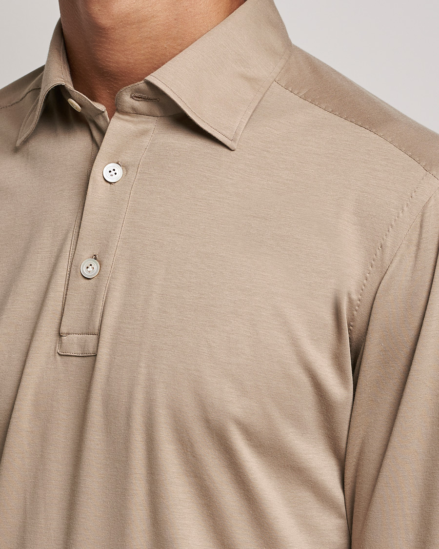 Herre | Trøjer | Kiton | Long Sleeve Polo Shirt Beige