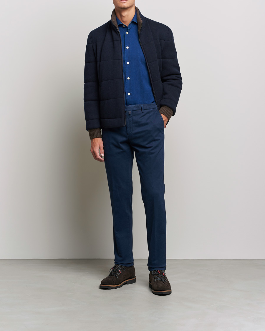 Herre | Skjorter | Kiton | Slim Fit Denim Shirt Blue Wash