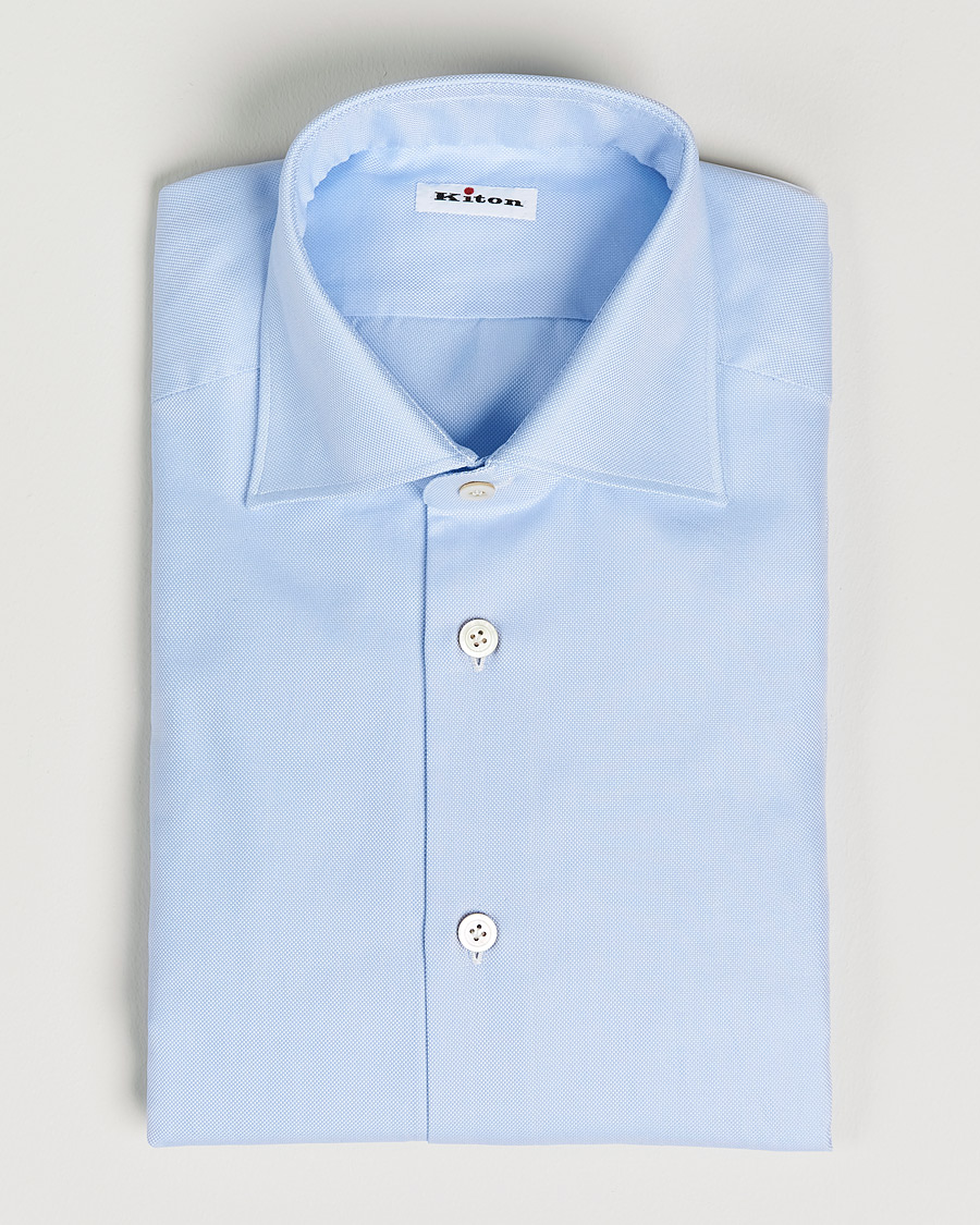 Herre | Skjorter | Kiton | Slim Fit Royal Oxford Shirt Light Blue