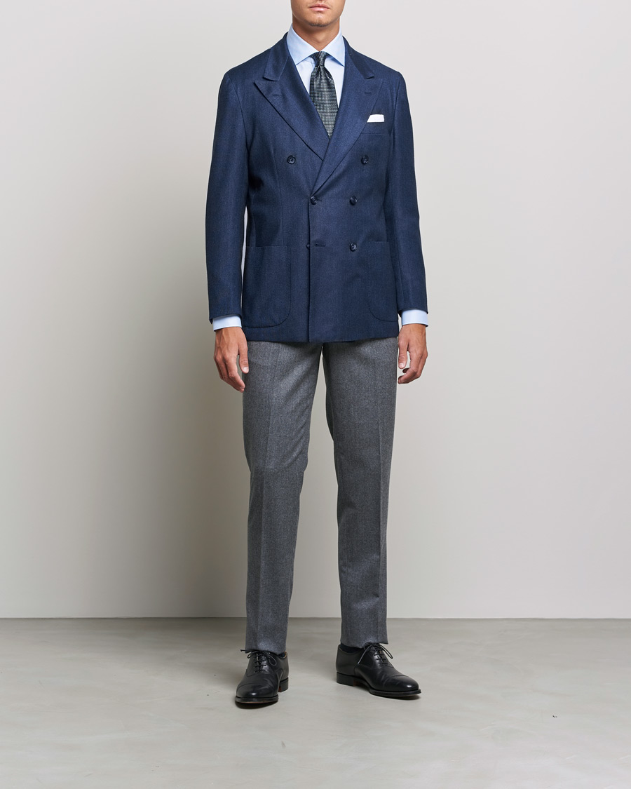 Herre | Skjorter | Kiton | Slim Fit Royal Oxford Shirt Light Blue
