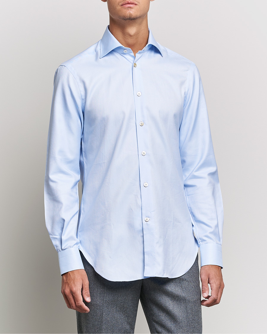 Herre | Skjorter | Kiton | Slim Fit Royal Oxford Shirt Light Blue