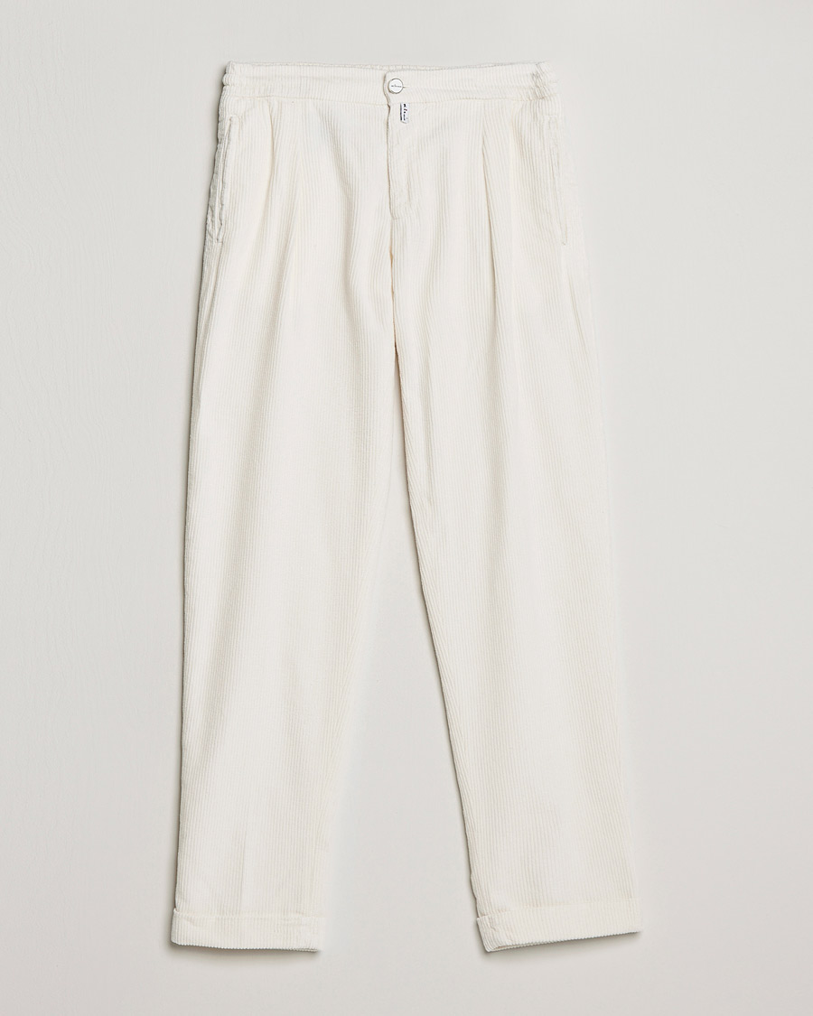 Herre | Bukser | Kiton | Slim Fit Cashmere Corduroy Trousers Off White