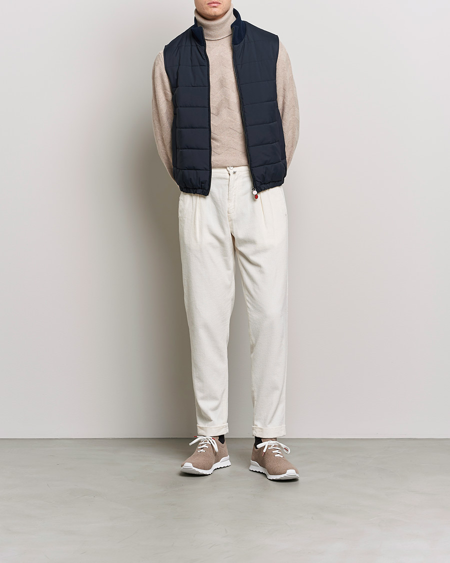 Herre | Bukser | Kiton | Slim Fit Cashmere Corduroy Trousers Off White