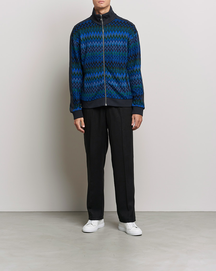 Herre | Missoni | Missoni | Chevron Full Zip Sweater Navy