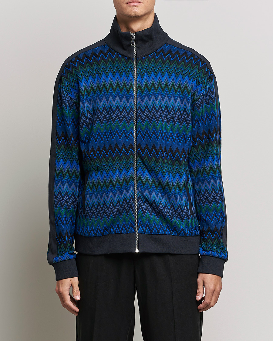 Herre | Trøjer | Missoni | Chevron Full Zip Sweater Navy