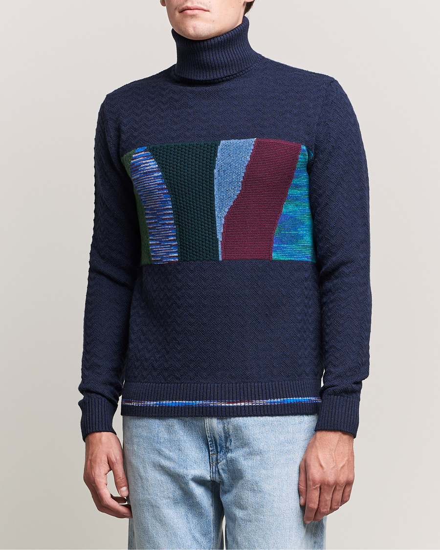 Herre | Trøjer | Missoni | Patchwork Chevron Turtleneck Navy
