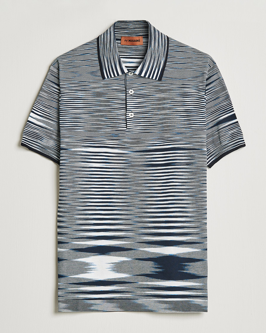 Herre | Polotrøjer | Missoni | Fiammato Knitted Polo Navy/White