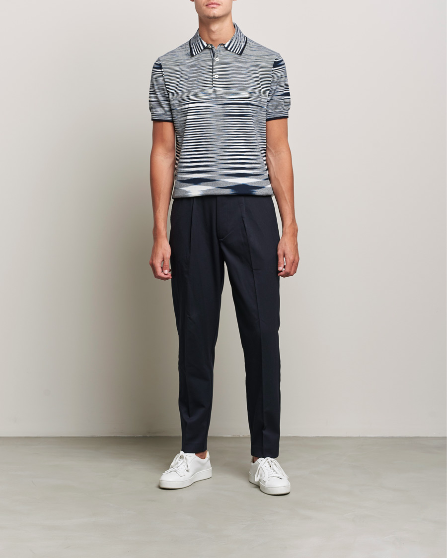 Herre | Polotrøjer | Missoni | Fiammato Knitted Polo Navy/White