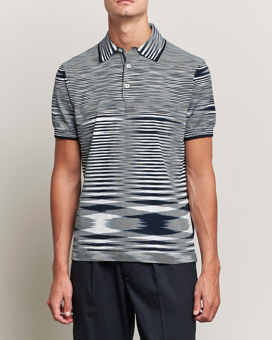 Herre | Polotrøjer | Missoni | Fiammato Knitted Polo Navy/White