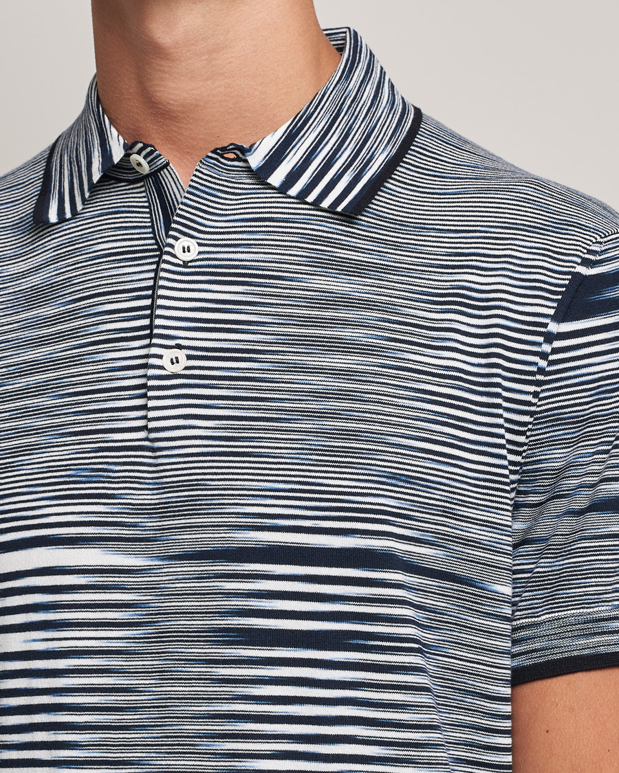 Herre | Polotrøjer | Missoni | Fiammato Knitted Polo Navy/White