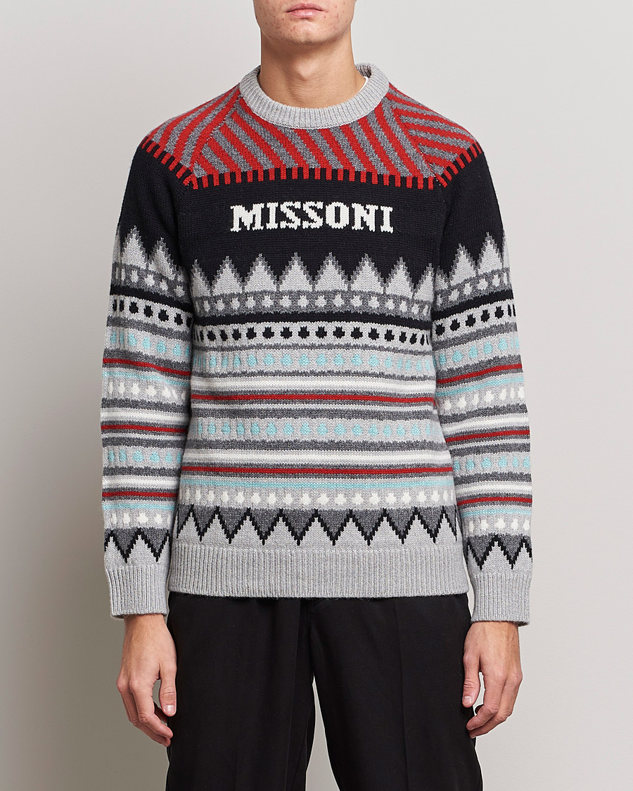 Herre |  | Missoni | Mountain Calling Jacquard Sweater Grey/Red