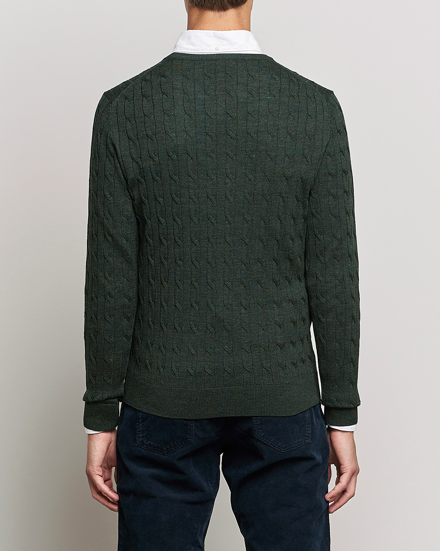 Herre | Trøjer | Morris | Merino Cable Crew Neck Olive