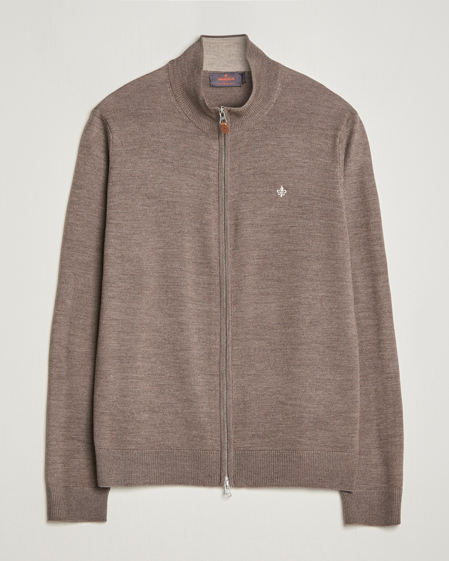 Herre |  | Morris | Merino Full Zip Cardigan Brown