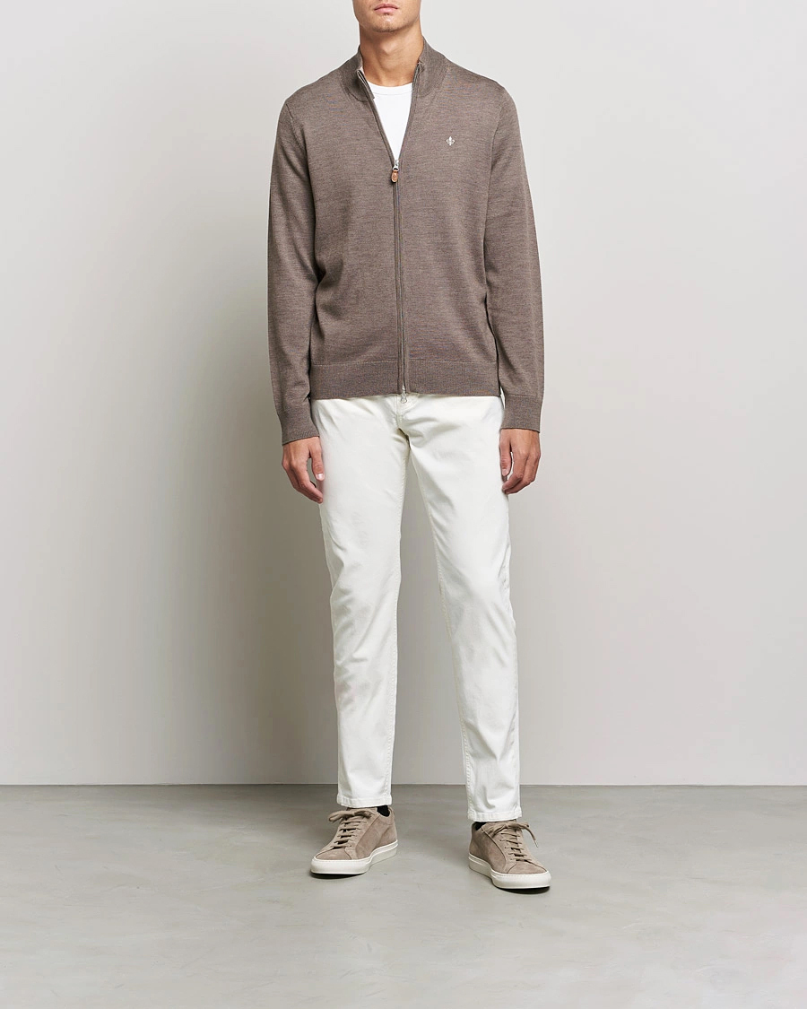 Herre | Trøjer | Morris | Merino Zip Cardigan Brown