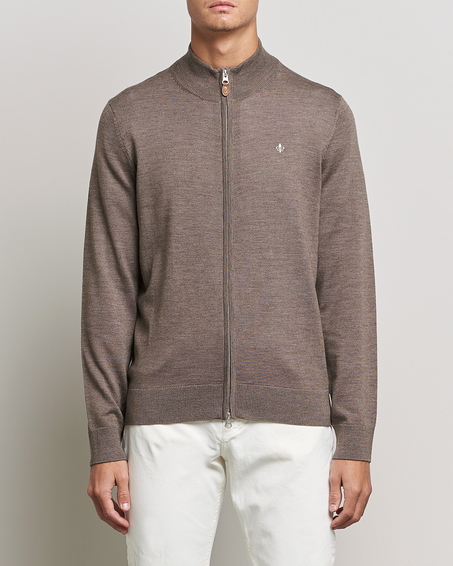Herre | Trøjer | Morris | Merino Zip Cardigan Brown