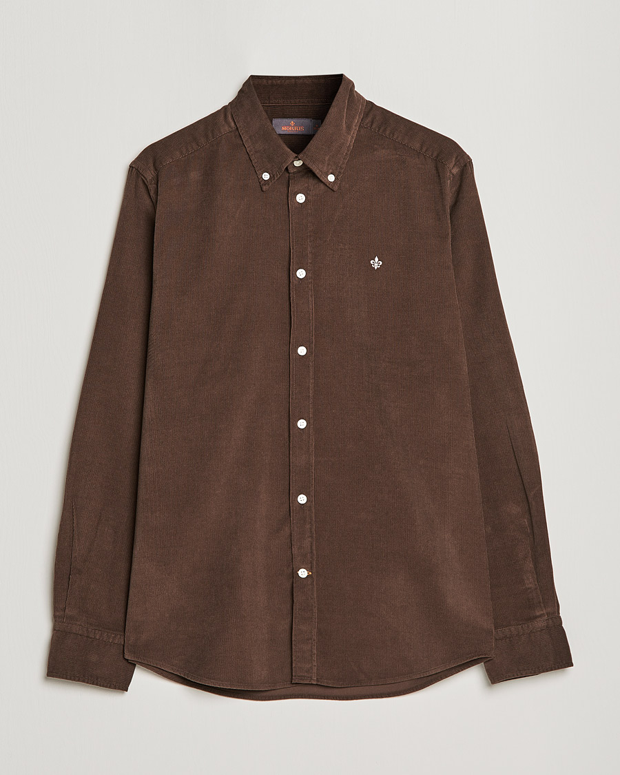 Herre | Skjorter | Morris | Douglas Corduroy Button Down Shirt Dark Brown
