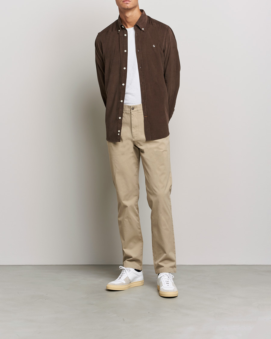 Herre | Skjorter | Morris | Douglas Corduroy Button Down Shirt Dark Brown