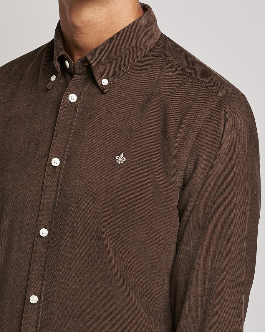 Herre | Skjorter | Morris | Douglas Corduroy Button Down Shirt Dark Brown