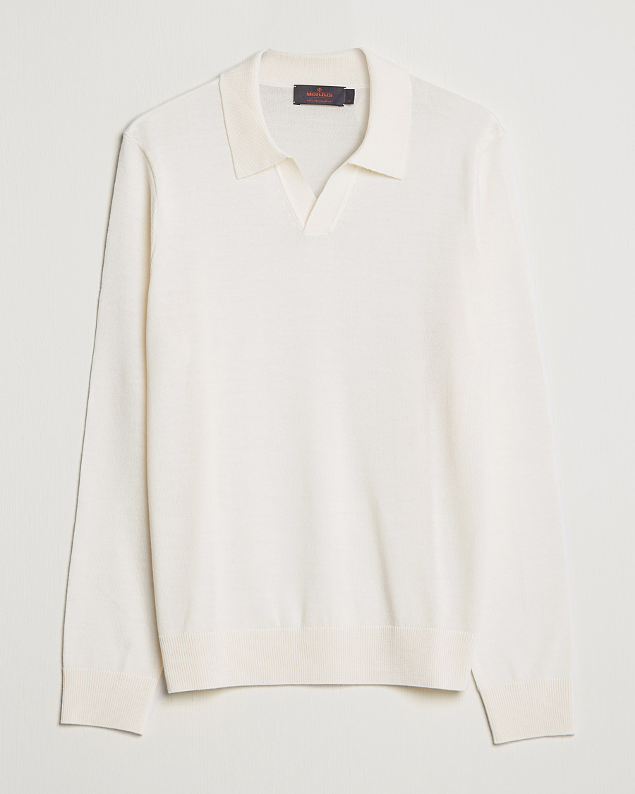 Herre | Trøjer | Morris | Delon Merino Knitted Polo Shirt Off White