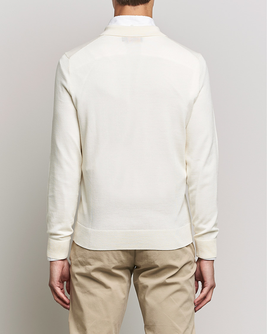Herre | Trøjer | Morris | Delon Merino Knitted Polo Shirt Off White