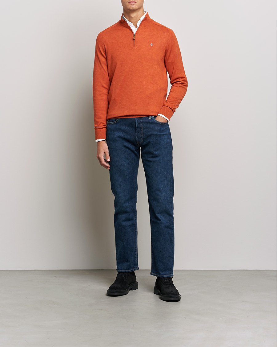 Herre | Trøjer | Morris | John Merino Half Zip Orange