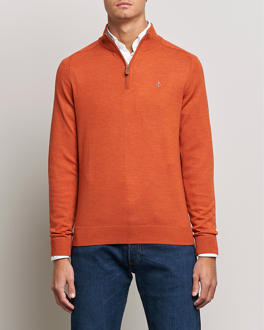 Herre | Trøjer | Morris | John Merino Half Zip Orange