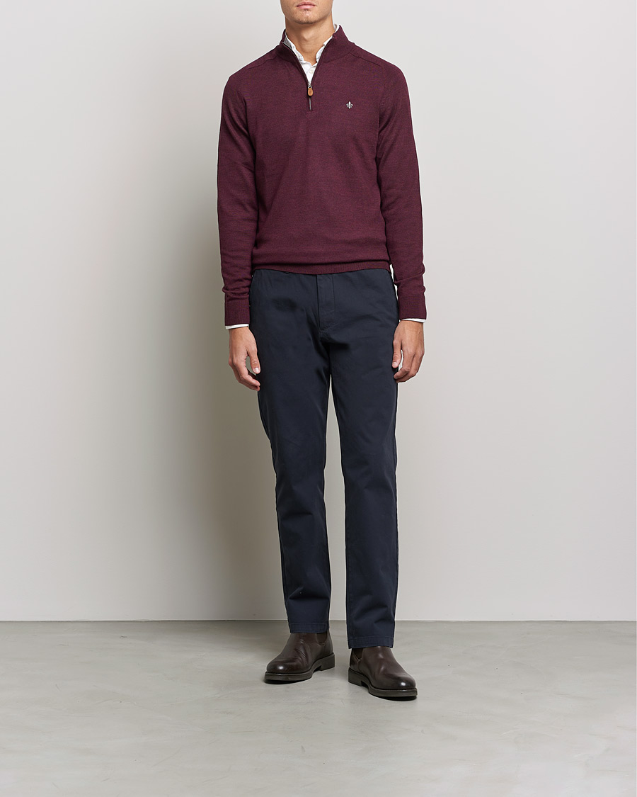 Herre | Trøjer | Morris | John Merino Half Zip Burgundy