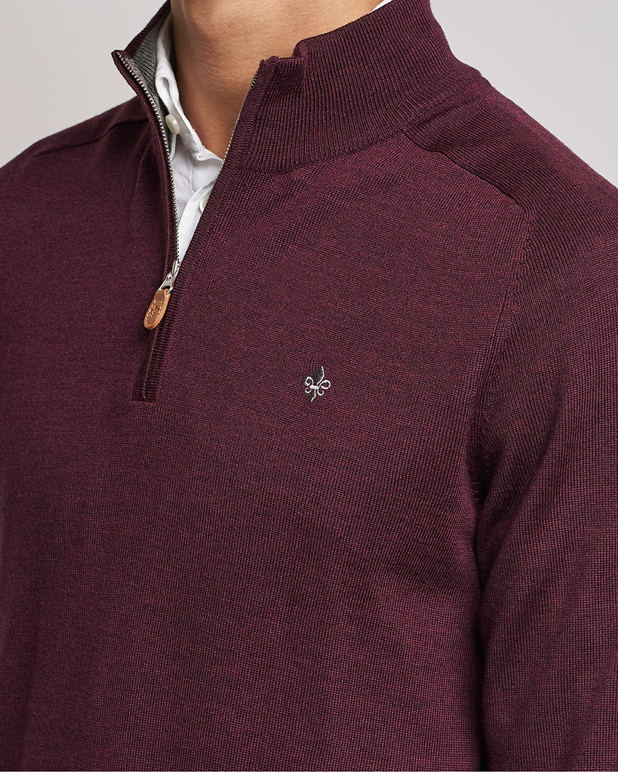 Herre | Trøjer | Morris | John Merino Half Zip Burgundy