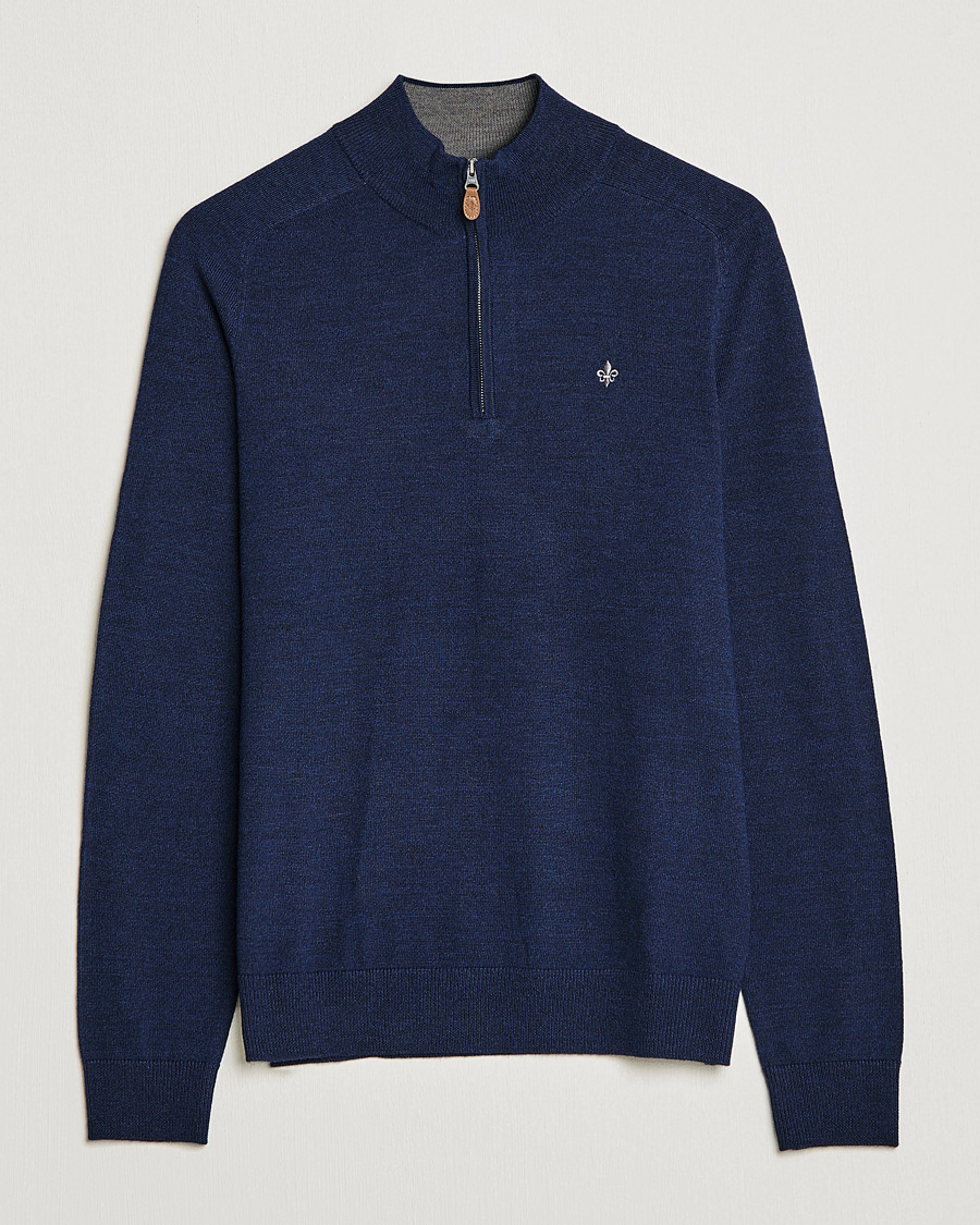 Herre | Trøjer | Morris | John Merino Half Zip Blue