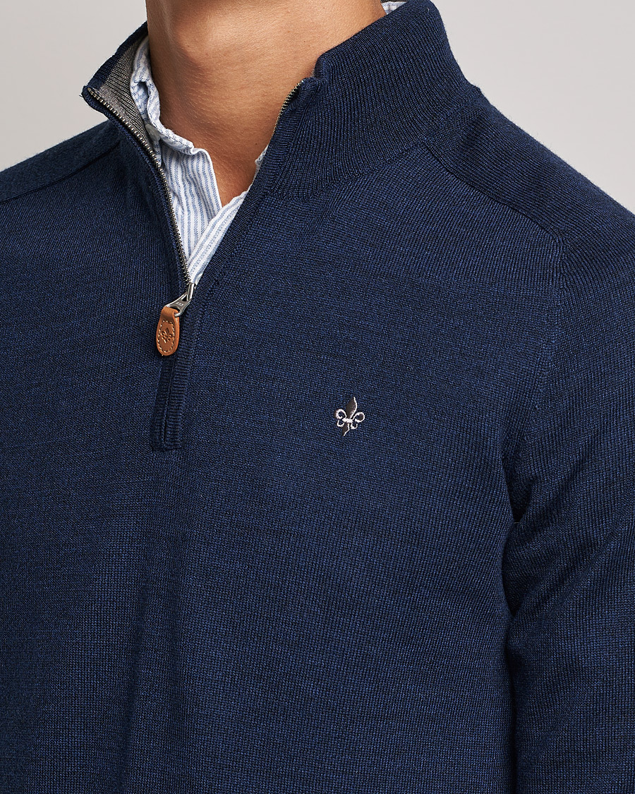 Herre | Trøjer | Morris | John Merino Half Zip Blue