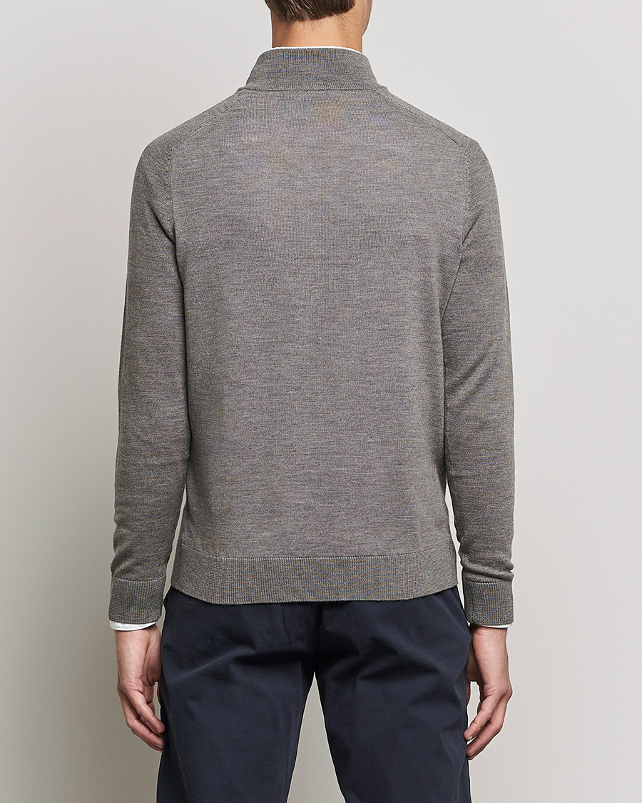 Herre | Trøjer | Morris | John Merino Half Zip Medium Brown Melange