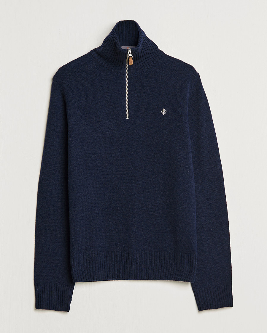 Herre | Trøjer | Morris | Kieran Wool Half Zip Navy
