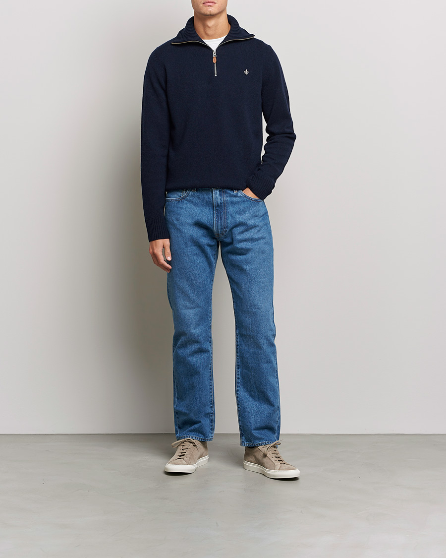 Herre | Trøjer | Morris | Kieran Wool Half Zip Navy