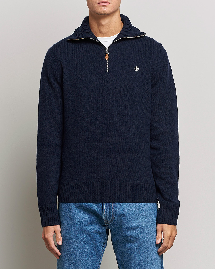 Herre | Trøjer | Morris | Kieran Wool Half Zip Navy