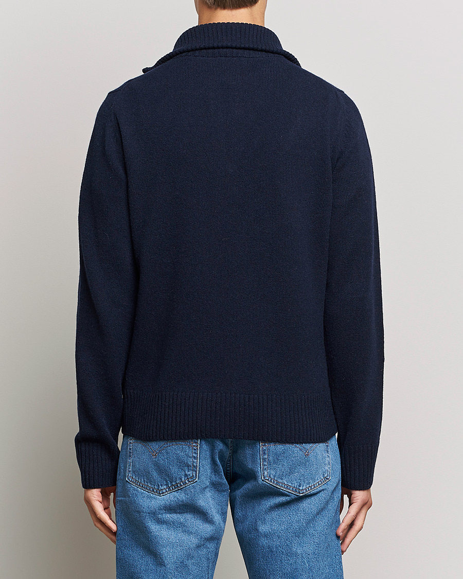 Herre | Trøjer | Morris | Kieran Wool Half Zip Navy